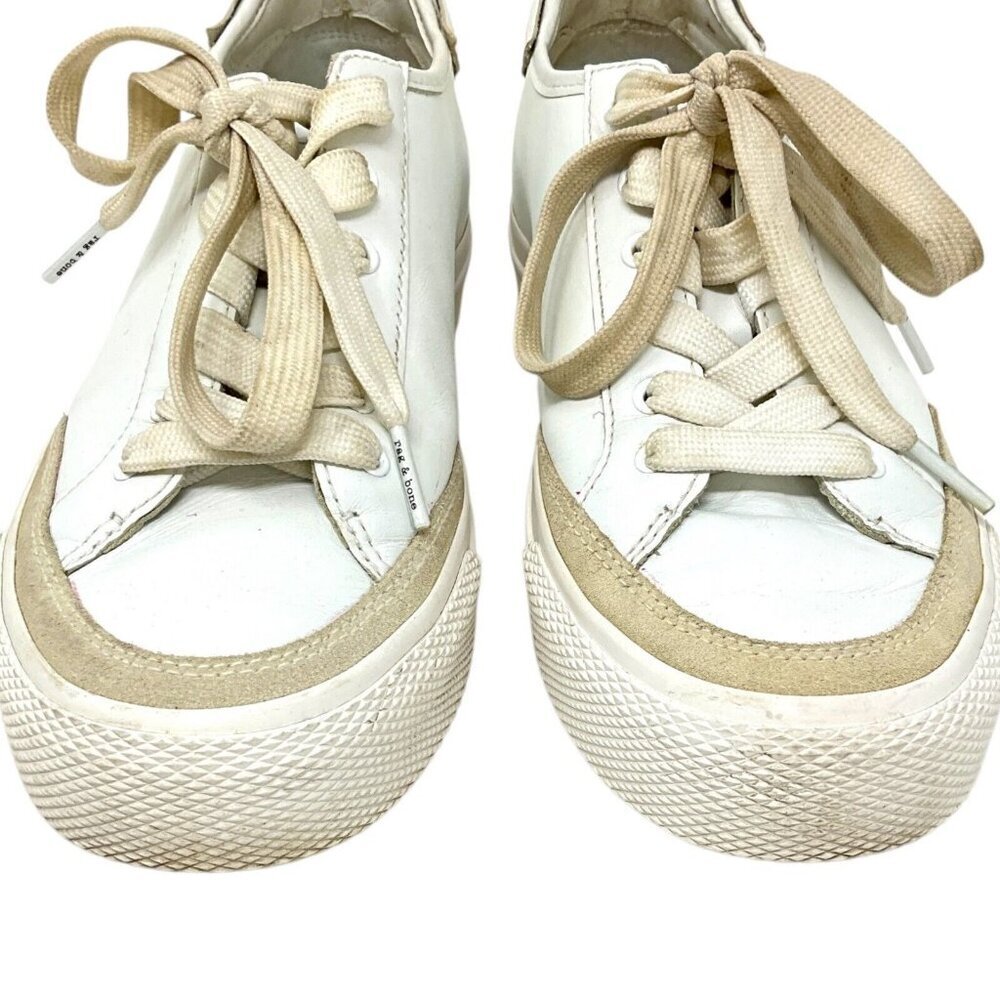 rag & bone Army Low Sneakers White EUR Size 38 US 8 Casual Lace Up Leather - Picture 2 of 12
